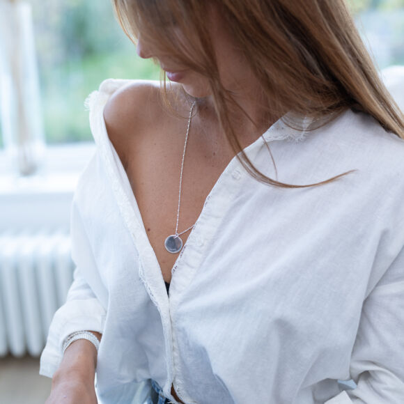 Collier ou sautoir en Argent 925 avec médaille bombée-Amedaillo – Image 2