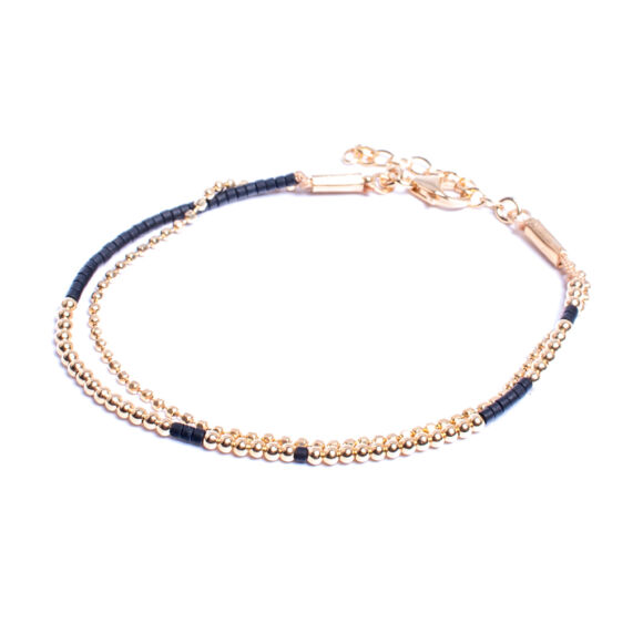 Bracelet souple en Argent doré et perle de miyuki-Pinoir