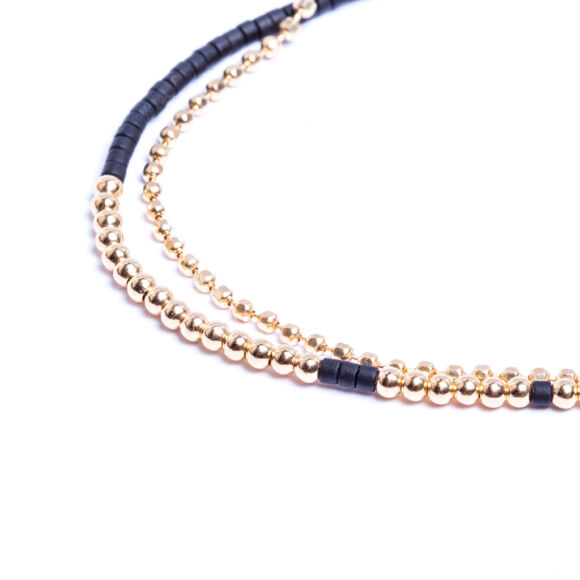 Bracelet souple en Argent doré et perle de miyuki-Pinoir – Image 3
