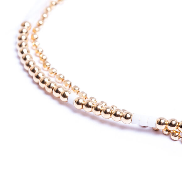 Bracelet souple blanc et or avec chaîne en Argent doré - Pibla – Image 3