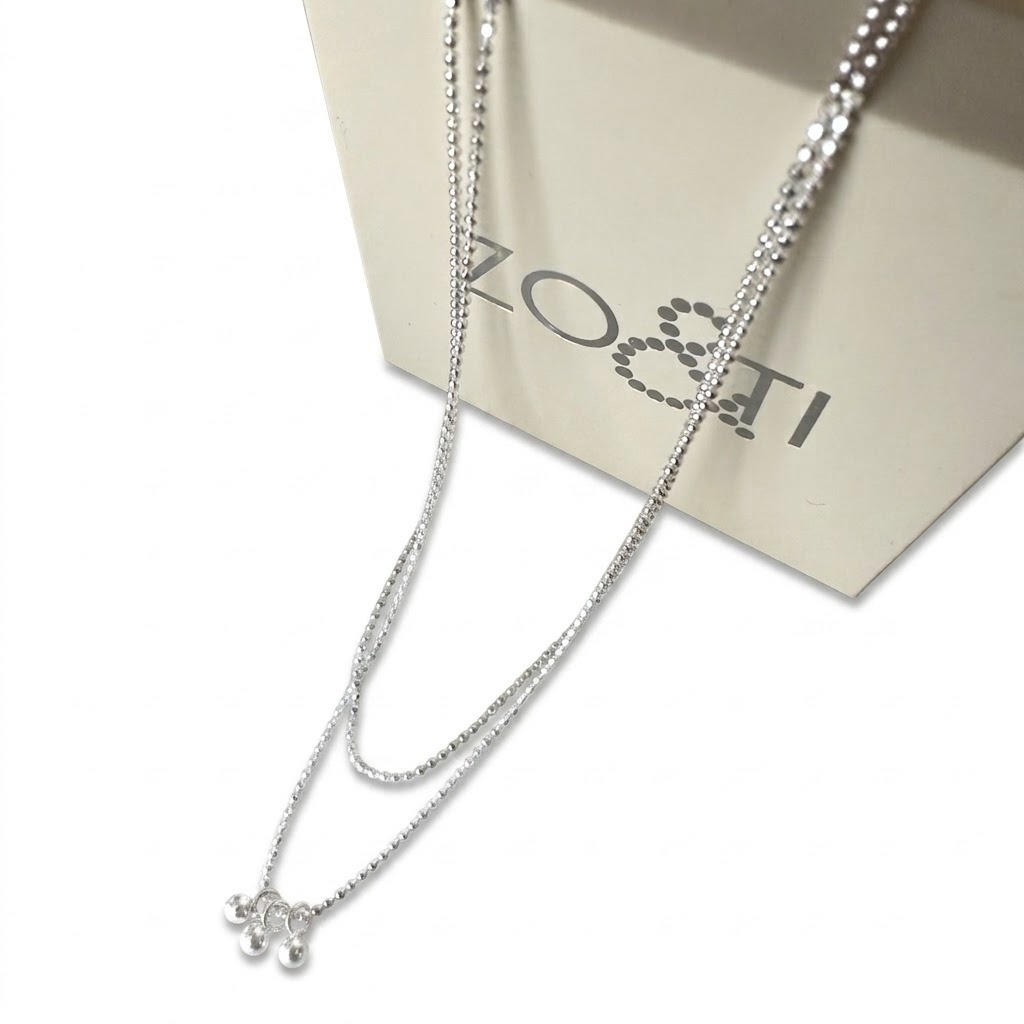 Collier double en Argent 925 de chaînes fines et brillantes-Emma – Image 4