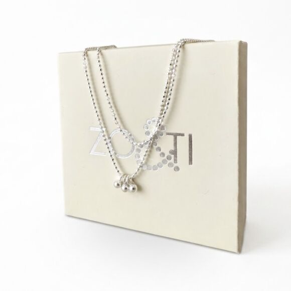 Collier double en Argent 925 de chaînes fines et brillantes-Emma