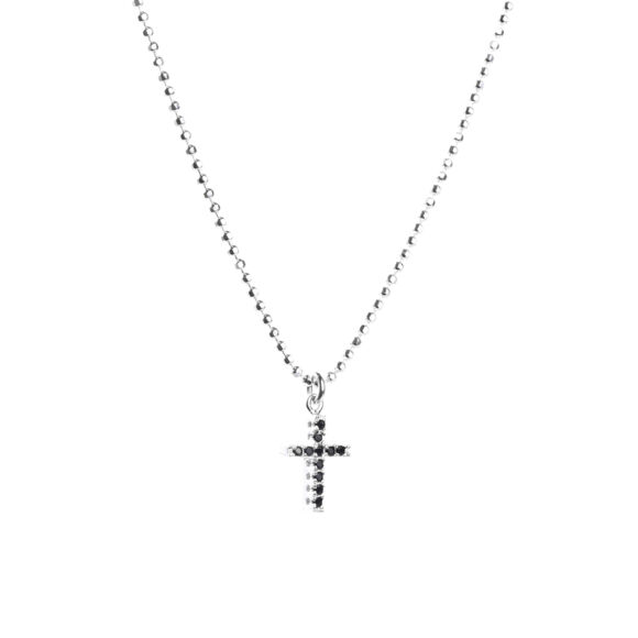 Collier en Argent 925 avec pendentif croix zircon noir- Chris – Image 3