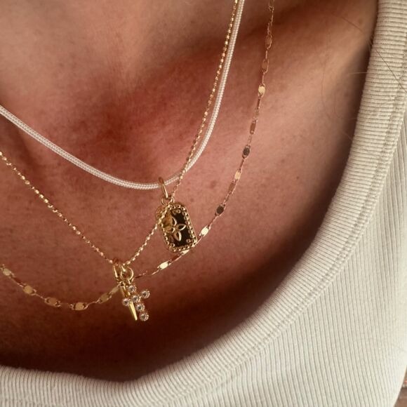 Collier en Argent 925 doré avec pendentif pointe et croix pavée-Chris