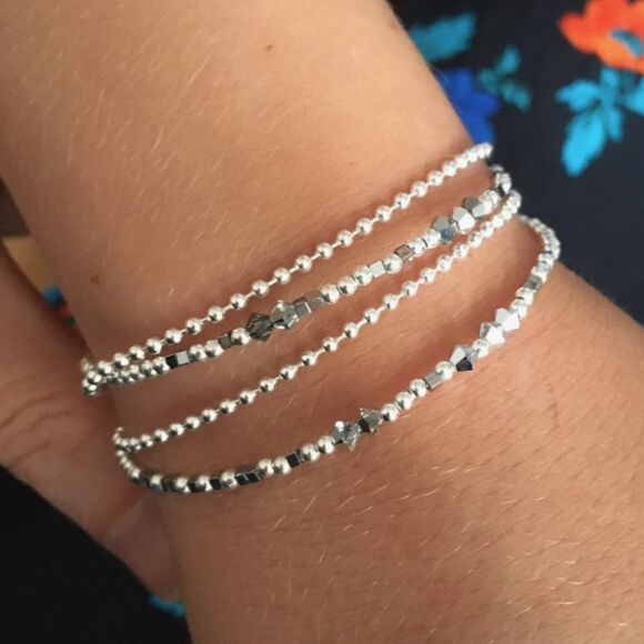 Bracelet double en Argent 925 et cristaux-Camille – Image 2