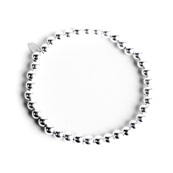 Bracelet élastique perles lisses en Argent 925 - NOEMIE – Image 3