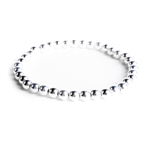 bracelet élastique perles lisses argent