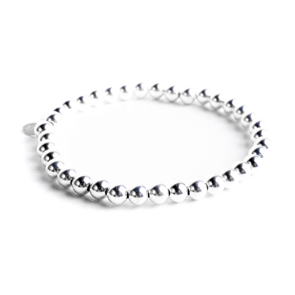 Bracelet élastique perles lisses en Argent 925 - NOEMIE – Image 2