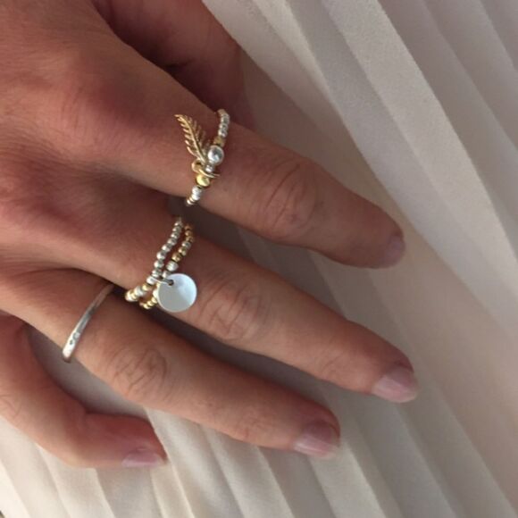 Bague double élastique bicolore avec médaille-Alter – Image 2