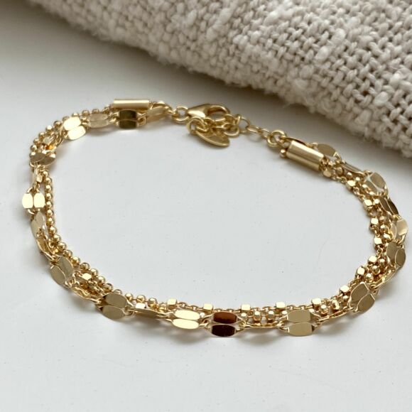 Bracelet multi-chaines en Argent 925 doré-Cobra