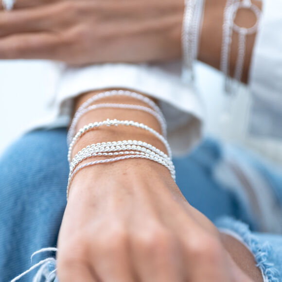 Bracelet triple tour en Argent 925 ou collier -Zoé