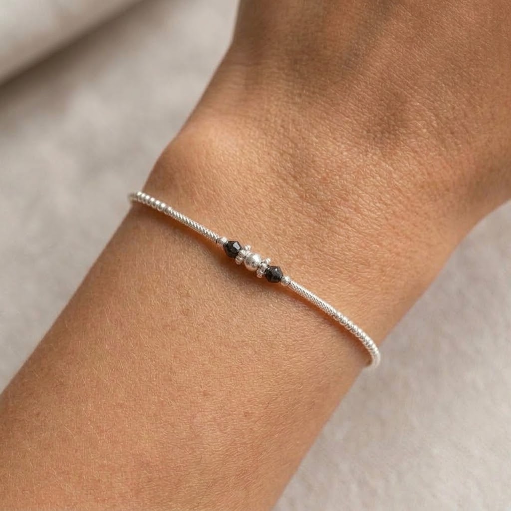 Bracelet perlé en Argent 925 avec cristaux-Fleur – Image 3