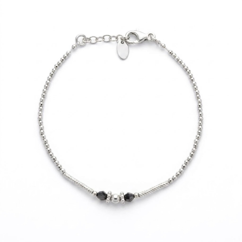 Bracelet perlé en Argent 925 avec cristaux-Fleur