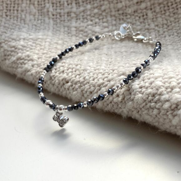 Bracelet en pierres grises naturelles et Argent 925 - Ava