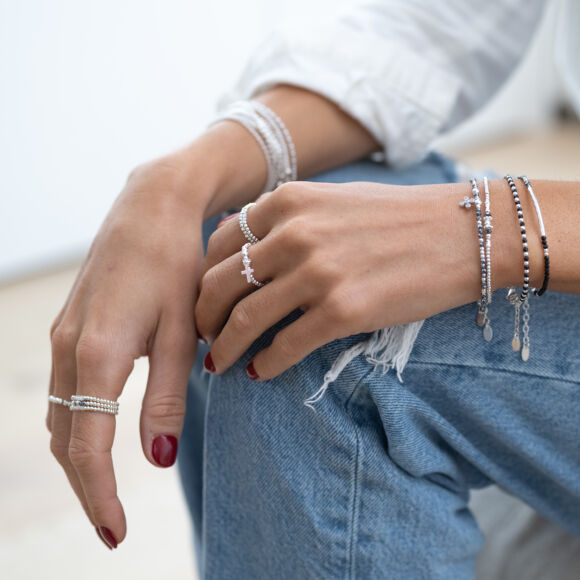 Bracelet perlé en Argent 925 avec cristaux-Fleur – Image 2