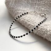 Bracelet alternance de spinelle et perles lisses en Argent 925-Zèbre