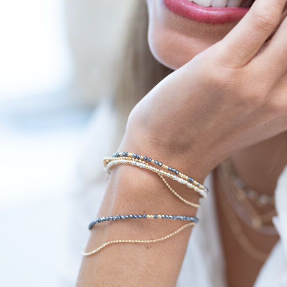 Bracelet bicolore en Argent 925 perles et chaîne-Rebecca – Image 5