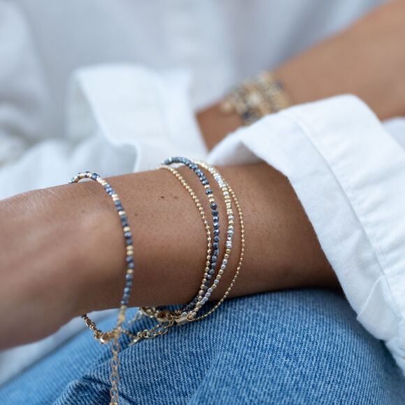 Bracelet bicolore en Argent 925 perles et chaîne-Rebecca – Image 2