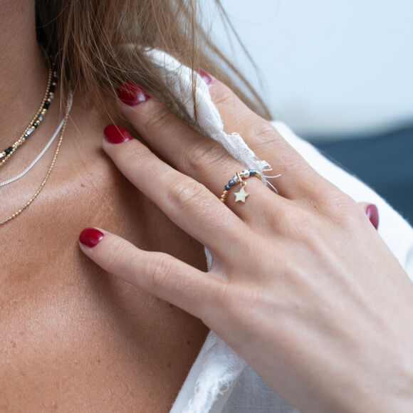 Bague élastique en Argent doré et breloque étoile en plaqué-or-Scarlett