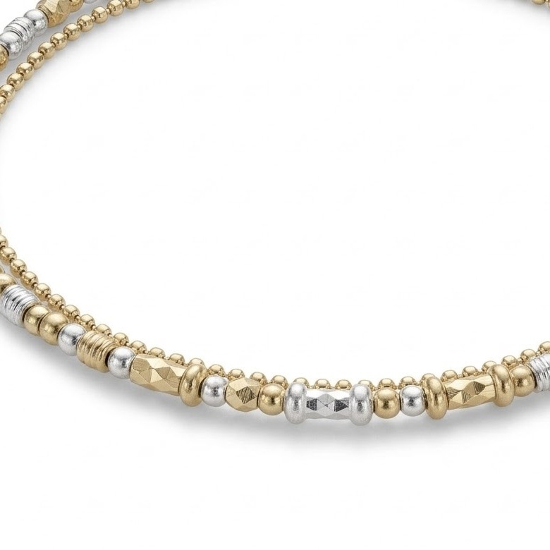 Bracelet bicolore en Argent 925 perles et chaîne-Rebecca – Image 3