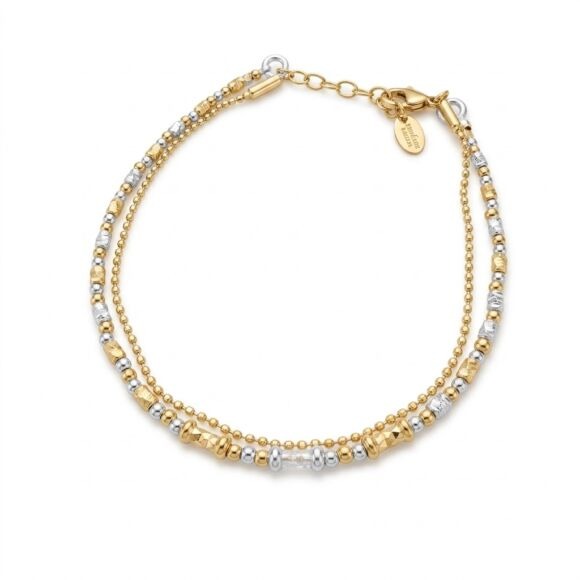 Bracelet bicolore en Argent 925 perles et chaîne-Rebecca
