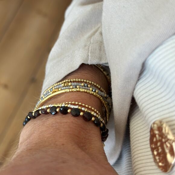 Bracelet bicolore en Argent 925 perles et chaîne-Rebecca