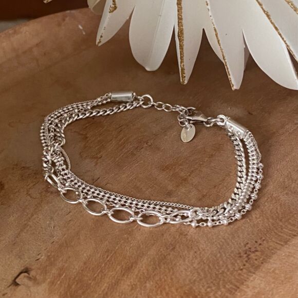 Bracelet multi-chaines en Argent 925 ou bicolore - Régine – Image 3