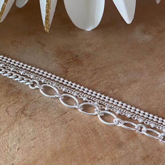 Bracelet multi-chaines en Argent 925 ou bicolore - Régine – Image 2