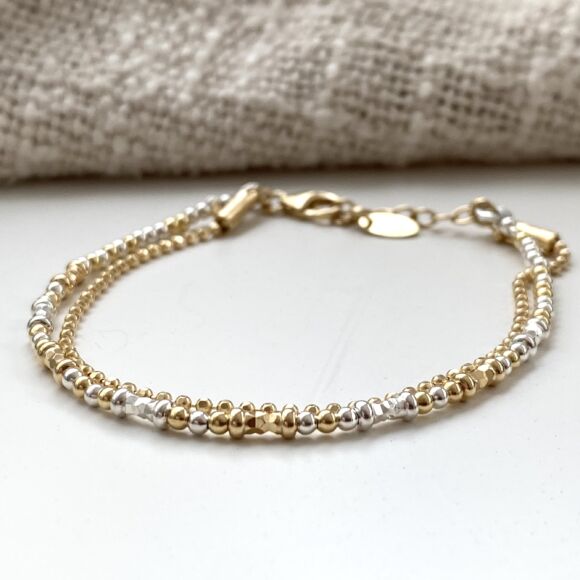 Bracelet bicolore en Argent 925 perles et chaîne-Rebecca