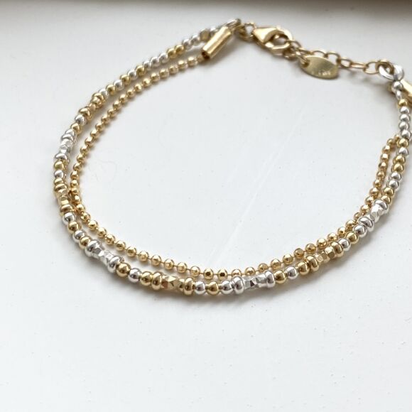 Bracelet bicolore en Argent 925 perles et chaîne-Rebecca – Image 3