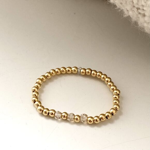 Bague élastique en Argent doré et mini cristaux-Doris – Image 4