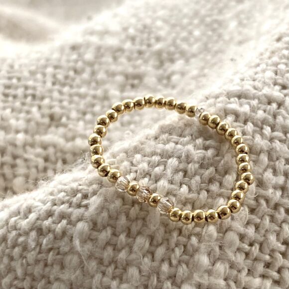 Bague élastique en Argent doré et mini cristaux-Doris – Image 3