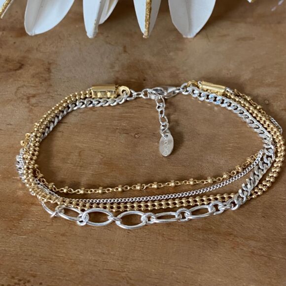 Bracelet multi-chaines en Argent 925 ou bicolore - Régine – Image 5