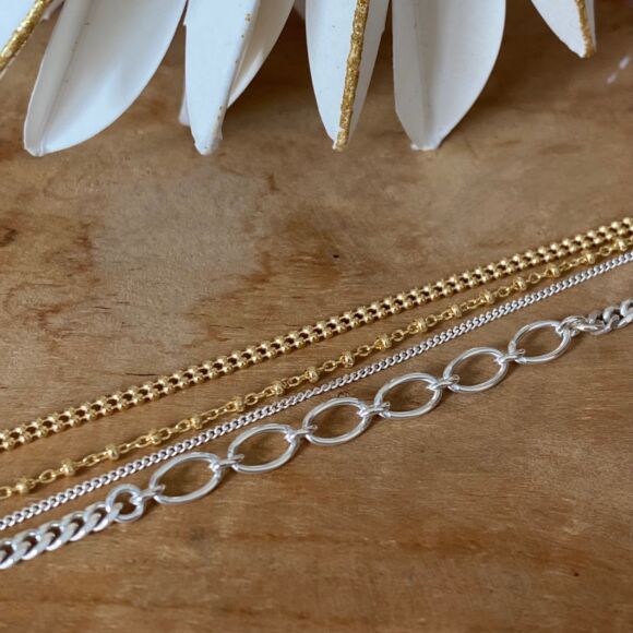 Bracelet multi-chaines en Argent 925 ou bicolore - Régine – Image 4
