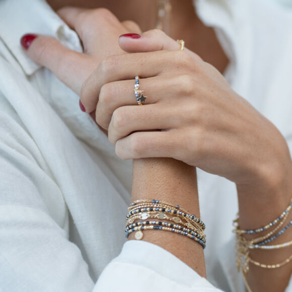 Bague élastique en Argent doré et breloque étoile en plaqué-or-Scarlett – Image 3