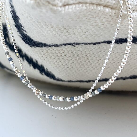 Bracelet perles, cristaux et chaîne en Argent 925 - Raph