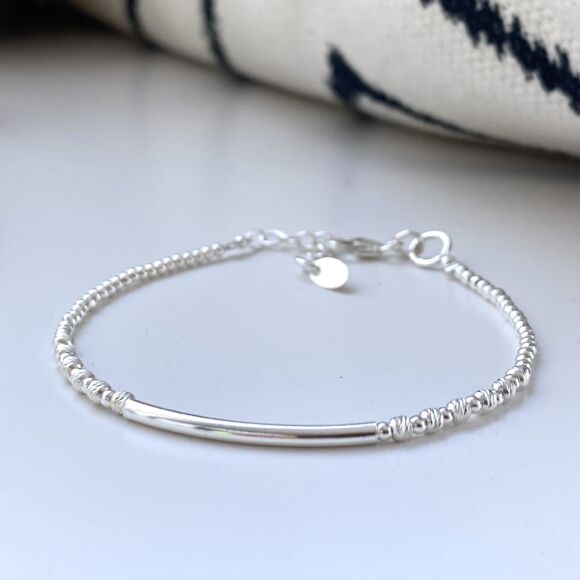 Bracelet tube en Argent 925 ou Argent doré - Jeanne - Argent 925