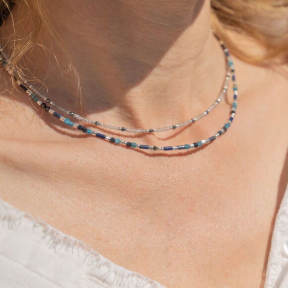 Collier court en labradorite et Argent 925-Naia