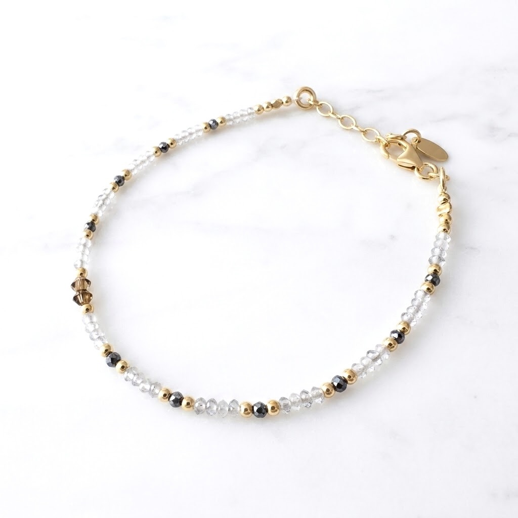 Bracelet perles en Argent doré et Labradorite - Ora – Image 4