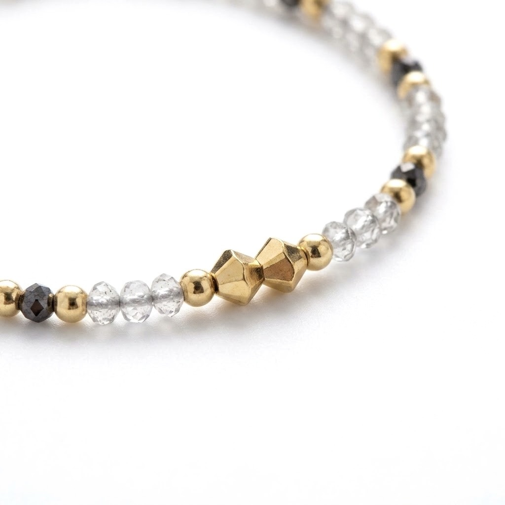 Bracelet perles en Argent doré et Labradorite - Ora – Image 3