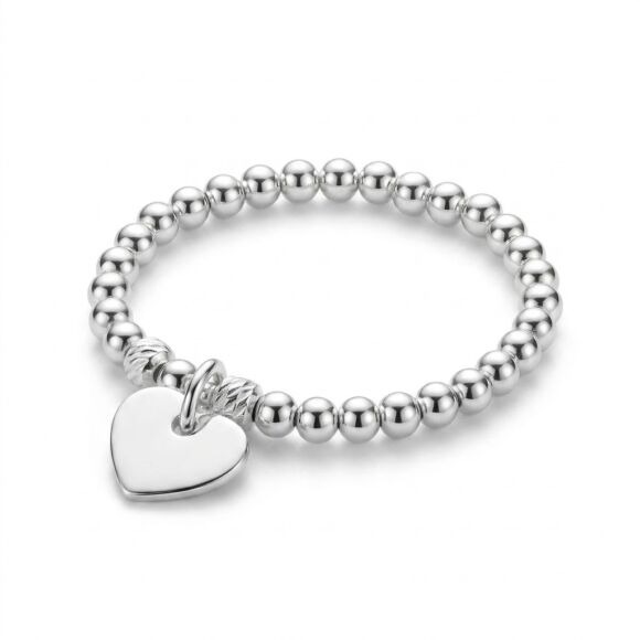 Bague élastique en Argent 925 ou Argent doré breloque coeur-Love