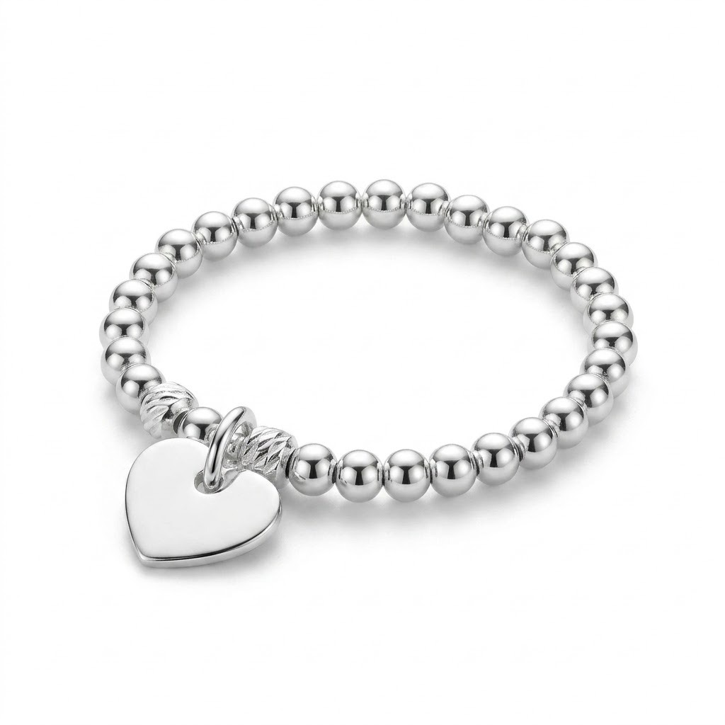 Bague élastique en Argent 925 ou Argent doré breloque coeur-Love
