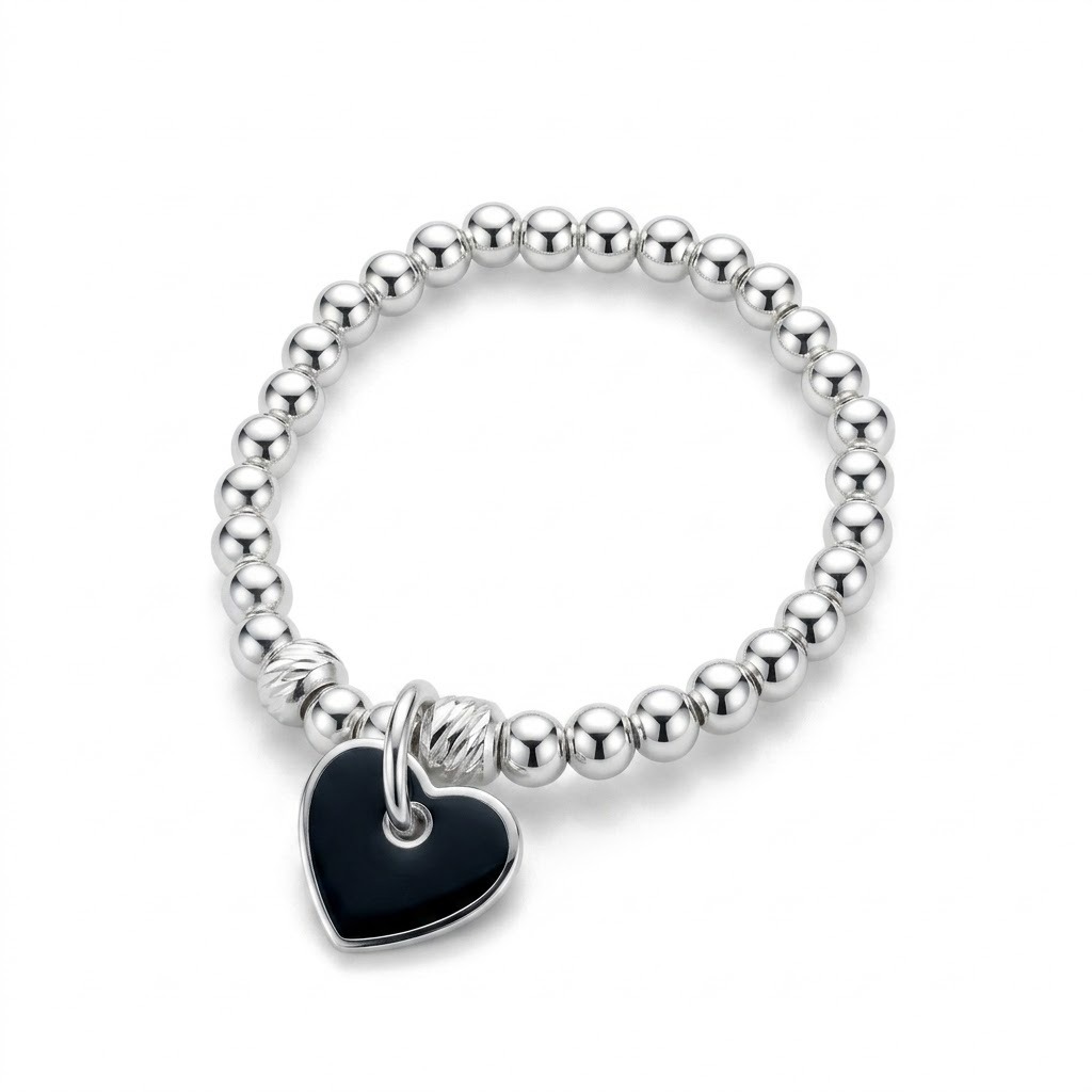 Bague élastique en Argent 925 ou Argent doré breloque coeur-Love – Image 5