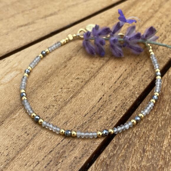 Bracelet perles en Argent doré et Labradorite - Ora
