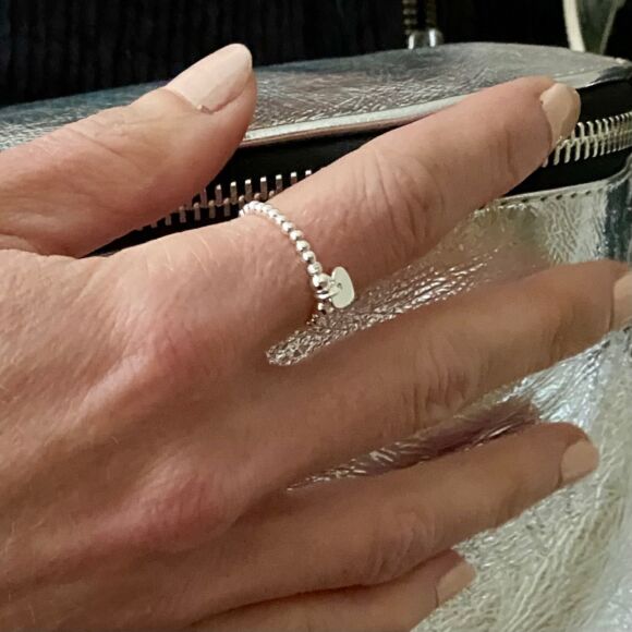 Bague élastique en Argent 925 ou Argent doré breloque coeur-Love