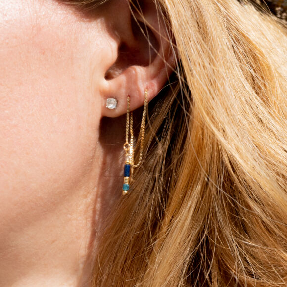 Boucles d'oreilles en Argent doré et pierres semi-précieuses - Ariane