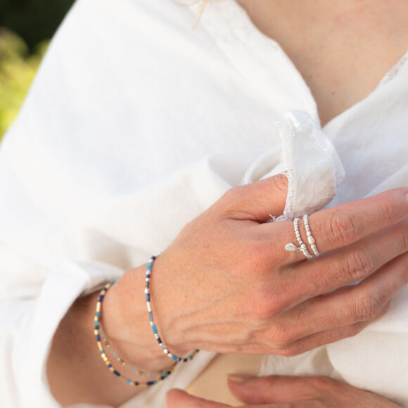 Bague élastique en Argent 925 et perle d'eau douce-Perle – Image 2