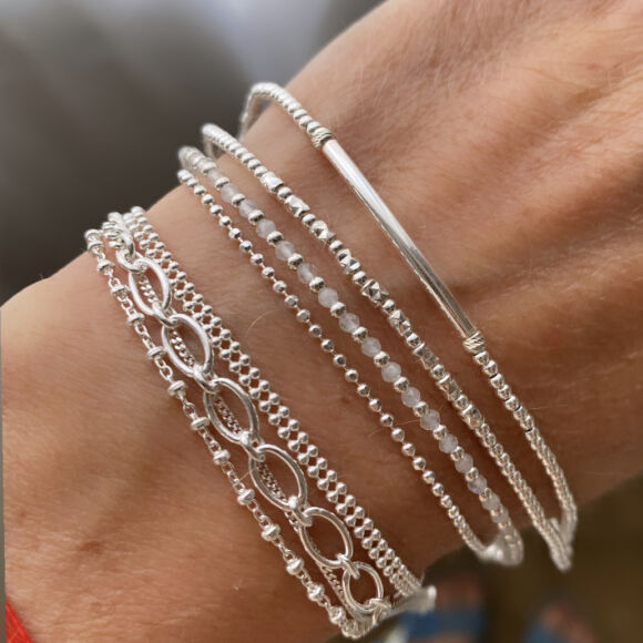 Bracelet double en perles et tube lisse - Romane – Image 4