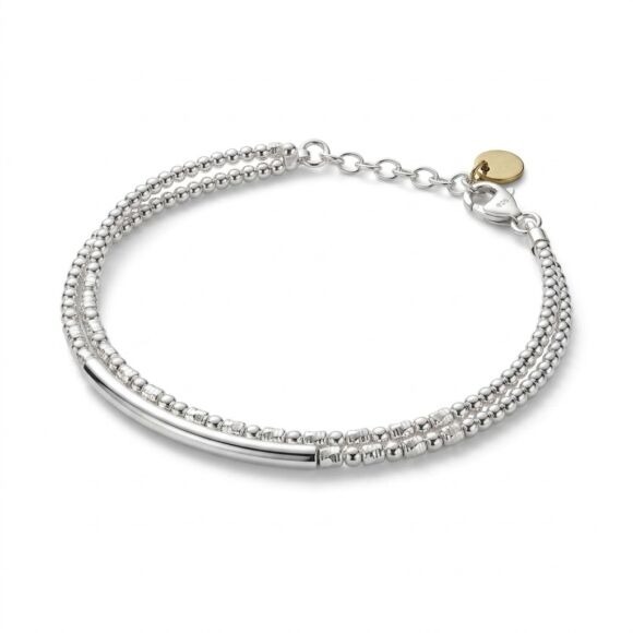 Bracelet double en perles et tube lisse - Romane