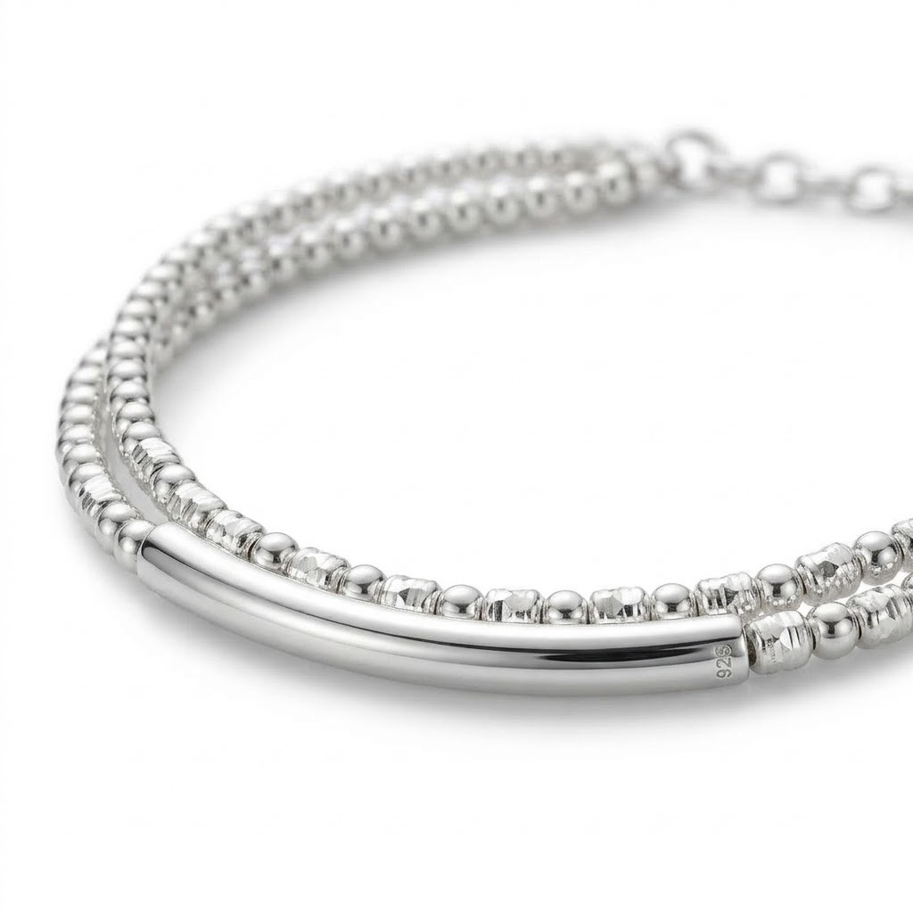 Bracelet double en perles et tube lisse - Romane – Image 4